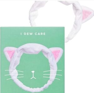 I Dew Care White and Pink Cat Ear Headband